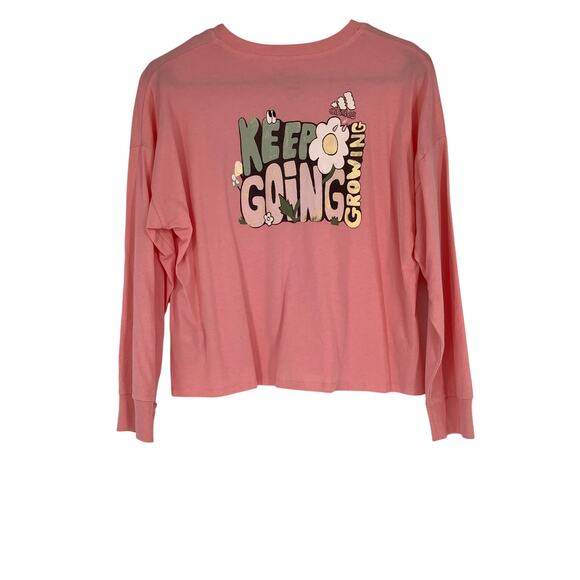 Adidas Girl's Large Pink Keep Going Growing Graphic T Shirt Long Sleeve N3-37 - Picture 3 of 7